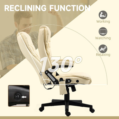 PU Leather 360Â° Swivel High Back Office Recliner with Vibration Massage, Lumbar Heating, and Adjustable Height