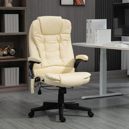 PU Leather 360Â° Swivel High Back Office Recliner with Vibration Massage, Lumbar Heating, and Adjustable Height