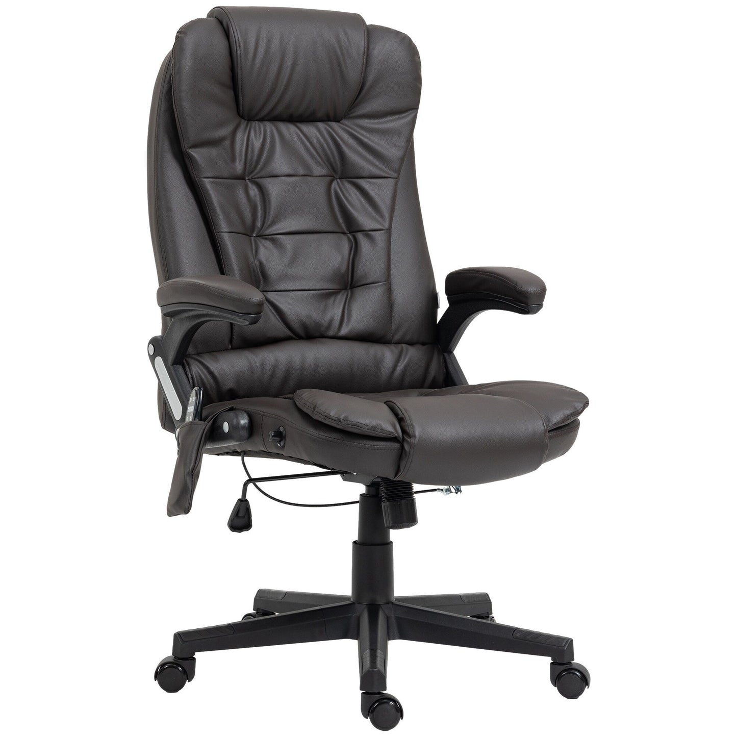 PU Leather 360Â° Swivel High Back Office Recliner with Vibration Massage, Lumbar Heating, and Adjustable Height