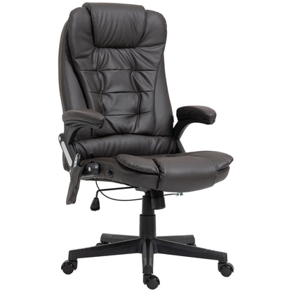 PU Leather 360Â° Swivel High Back Office Recliner with Vibration Massage, Lumbar Heating, and Adjustable Height
