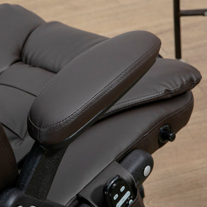 PU Leather 360Â° Swivel High Back Office Recliner with Vibration Massage, Lumbar Heating, and Adjustable Height