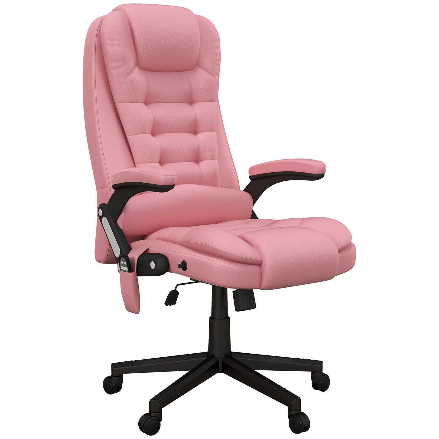 PU Leather 360Â° Swivel High Back Office Recliner with Vibration Massage, Lumbar Heating, and Adjustable Height