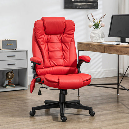 PU Leather 360Â° Swivel High Back Office Recliner with Vibration Massage, Lumbar Heating, and Adjustable Height