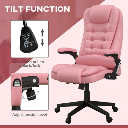 PU Leather 360Â° Swivel High Back Office Recliner with Vibration Massage, Lumbar Heating, and Adjustable Height