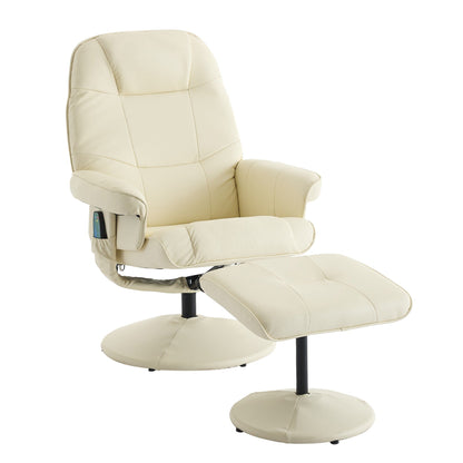 PU Leather 360Â° Swivel Massage Recliner Chair with Ottoman, Massage and Heated Seat, 140Â° Adjustable Backrest