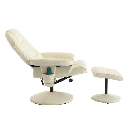 PU Leather 360Â° Swivel Massage Recliner Chair with Ottoman, Massage and Heated Seat, 140Â° Adjustable Backrest
