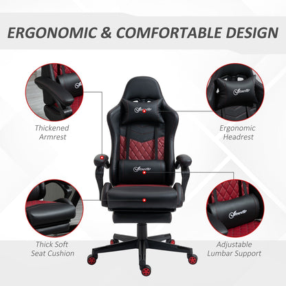 PU Leather 360Â° Swivel Racing Gaming Recliner with Footrest, Headrest, Lumbar Support, Adjustable Height