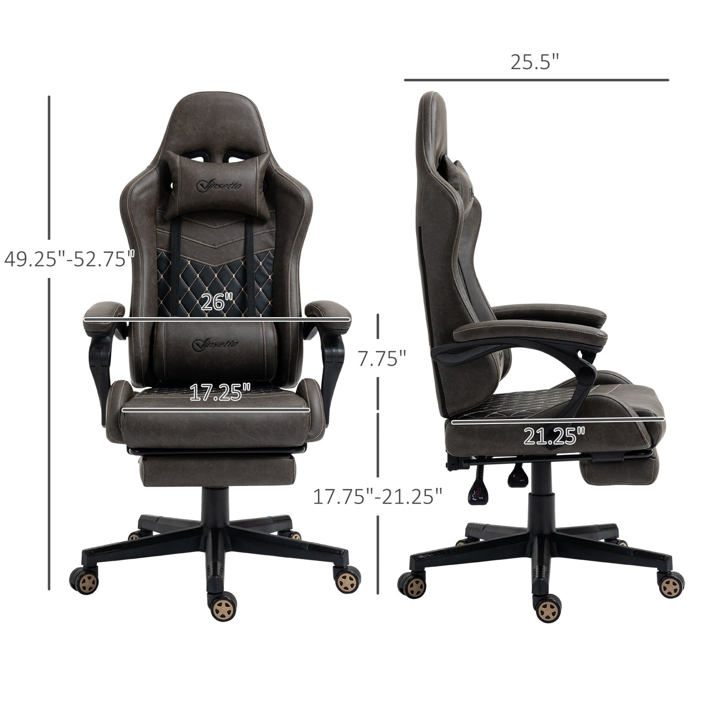 PU Leather 360Â° Swivel Racing Gaming Recliner with Footrest, Headrest, Lumbar Support, Adjustable Height