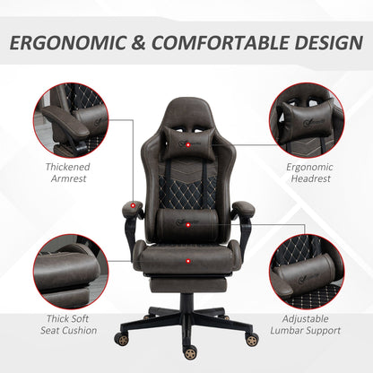 PU Leather 360Â° Swivel Racing Gaming Recliner with Footrest, Headrest, Lumbar Support, Adjustable Height