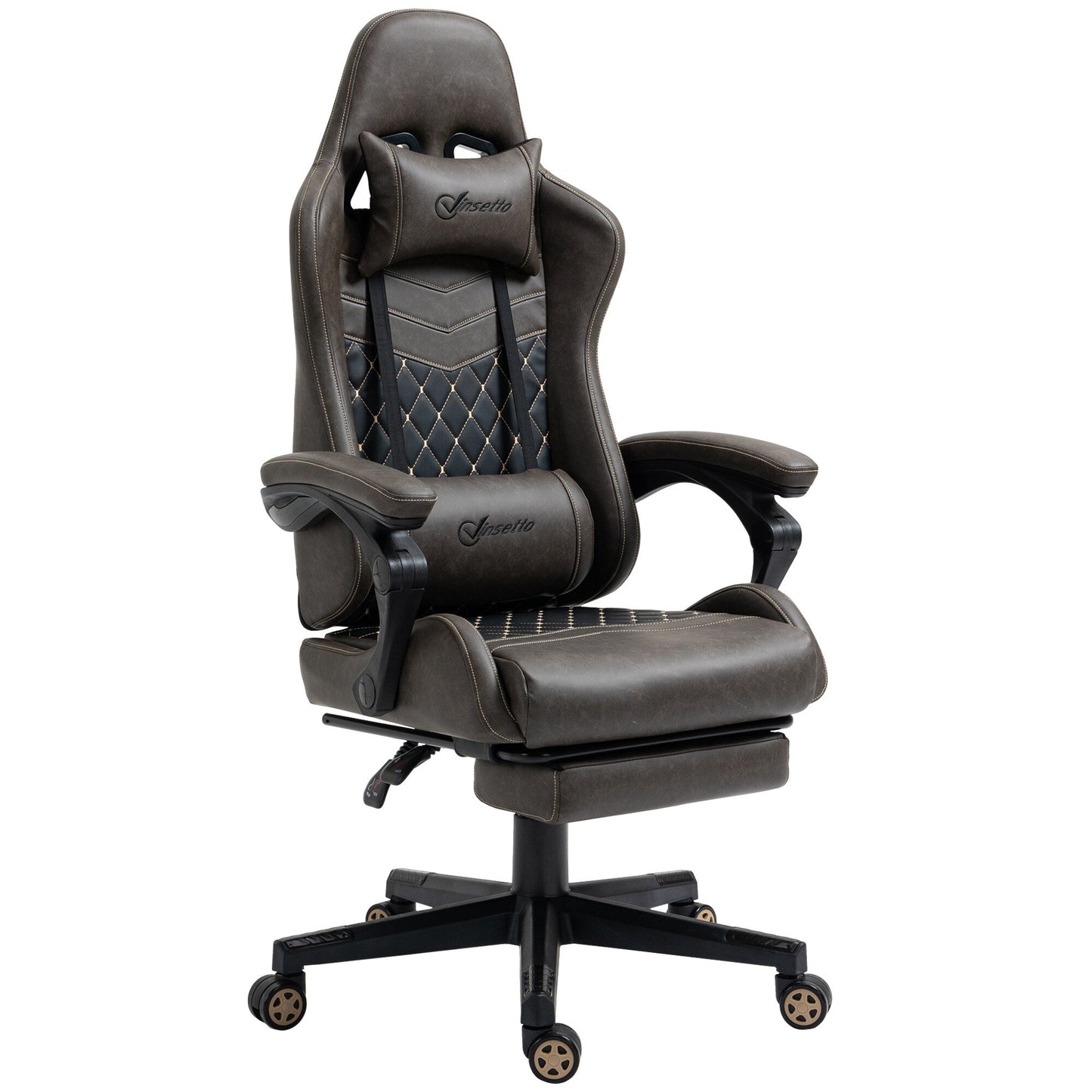 PU Leather 360Â° Swivel Racing Gaming Recliner with Footrest, Headrest, Lumbar Support, Adjustable Height