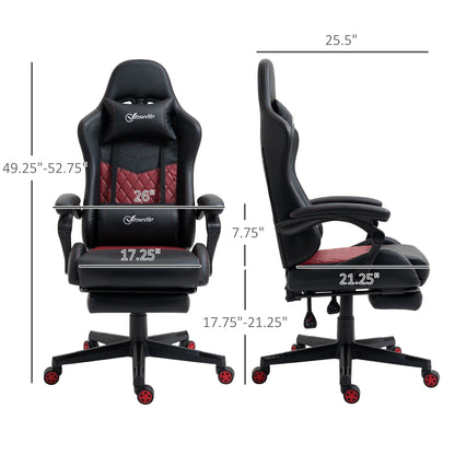 PU Leather 360Â° Swivel Racing Gaming Recliner with Footrest, Headrest, Lumbar Support, Adjustable Height
