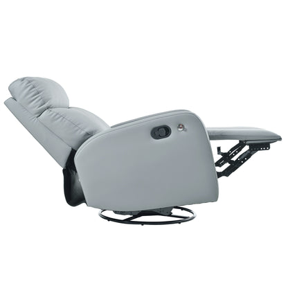 PU Leather 360° Swivel Rocker Recliner with Phone Holder
