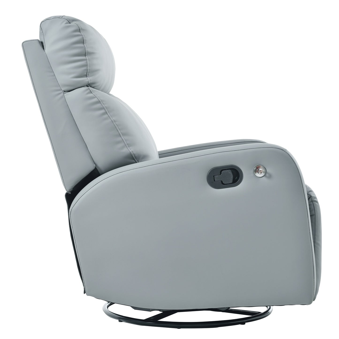 PU Leather 360° Swivel Rocker Recliner with Phone Holder