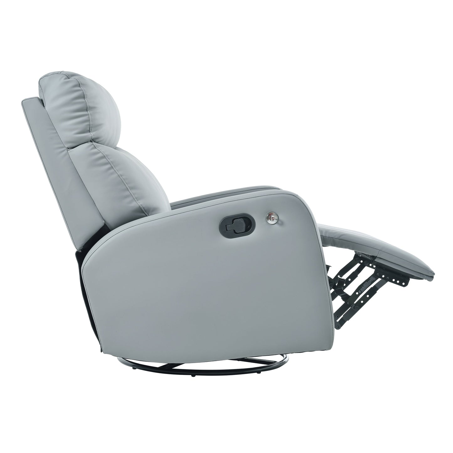 PU Leather 360° Swivel Rocker Recliner with Phone Holder