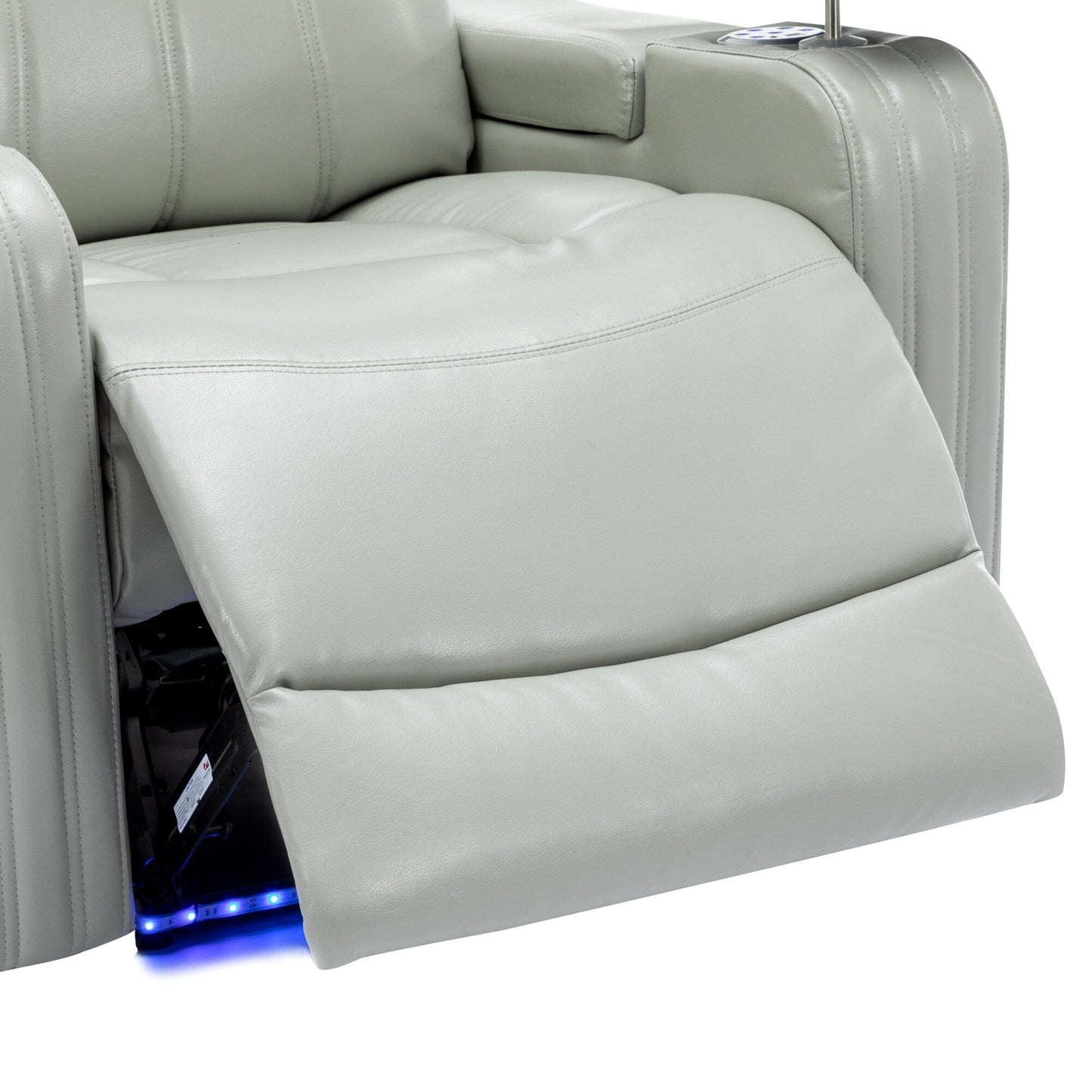 PU Leather Massage Chair with Cup Holder, Bluetooth Speaker and USB Ports Home Theater Recliner with Tray Table