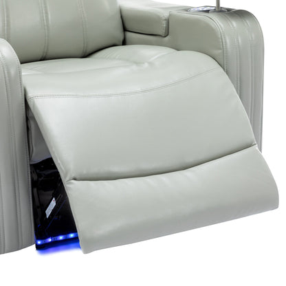 PU Leather Massage Chair with Cup Holder, Bluetooth Speaker and USB Ports Home Theater Recliner with Tray Table