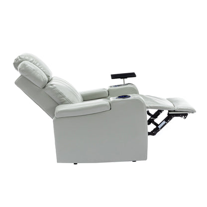 PU Leather Massage Chair with Cup Holder, Bluetooth Speaker and USB Ports Home Theater Recliner with Tray Table