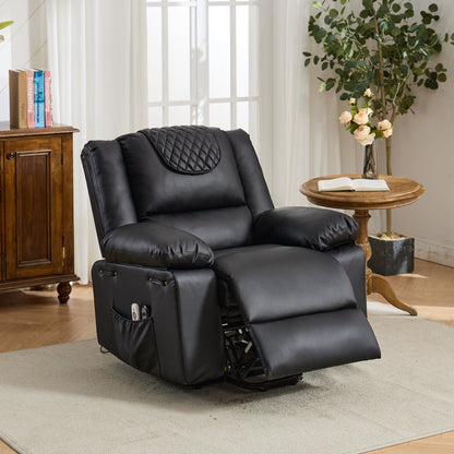 PU Leather Power Lift Recliner - Electric Heat  Massage Chair, Remote Control, Wide Seat - Elderly Comfort Assistive Recliner