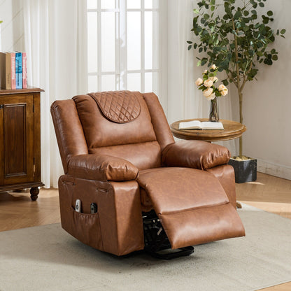 PU Leather Power Lift Recliner - Electric Heat  Massage Chair, Remote Control, Wide Seat - Elderly Comfort Assistive Recliner