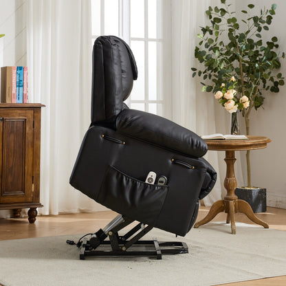 PU Leather Power Lift Recliner - Electric Heat  Massage Chair, Remote Control, Wide Seat - Elderly Comfort Assistive Recliner