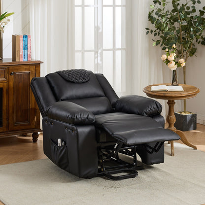 PU Leather Power Lift Recliner - Electric Heat  Massage Chair, Remote Control, Wide Seat - Elderly Comfort Assistive Recliner