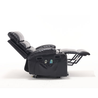 PU Leather Power Lift Recliner with Massage, Heating & Cup Holders