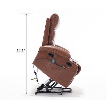 PU Leather Power Lift Recliner with Massage, Heating & Cup Holders