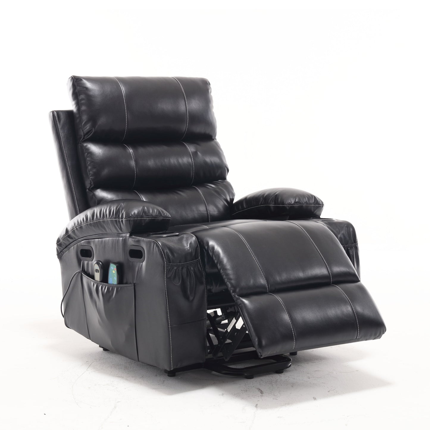 PU Leather Power Lift Recliner with Massage, Heating & Cup Holders