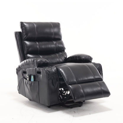 PU Leather Power Lift Recliner with Massage, Heating & Cup Holders