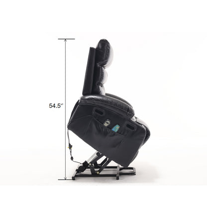 PU Leather Power Lift Recliner with Massage, Heating & Cup Holders