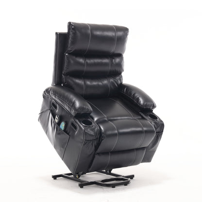 PU Leather Power Lift Recliner with Massage, Heating & Cup Holders