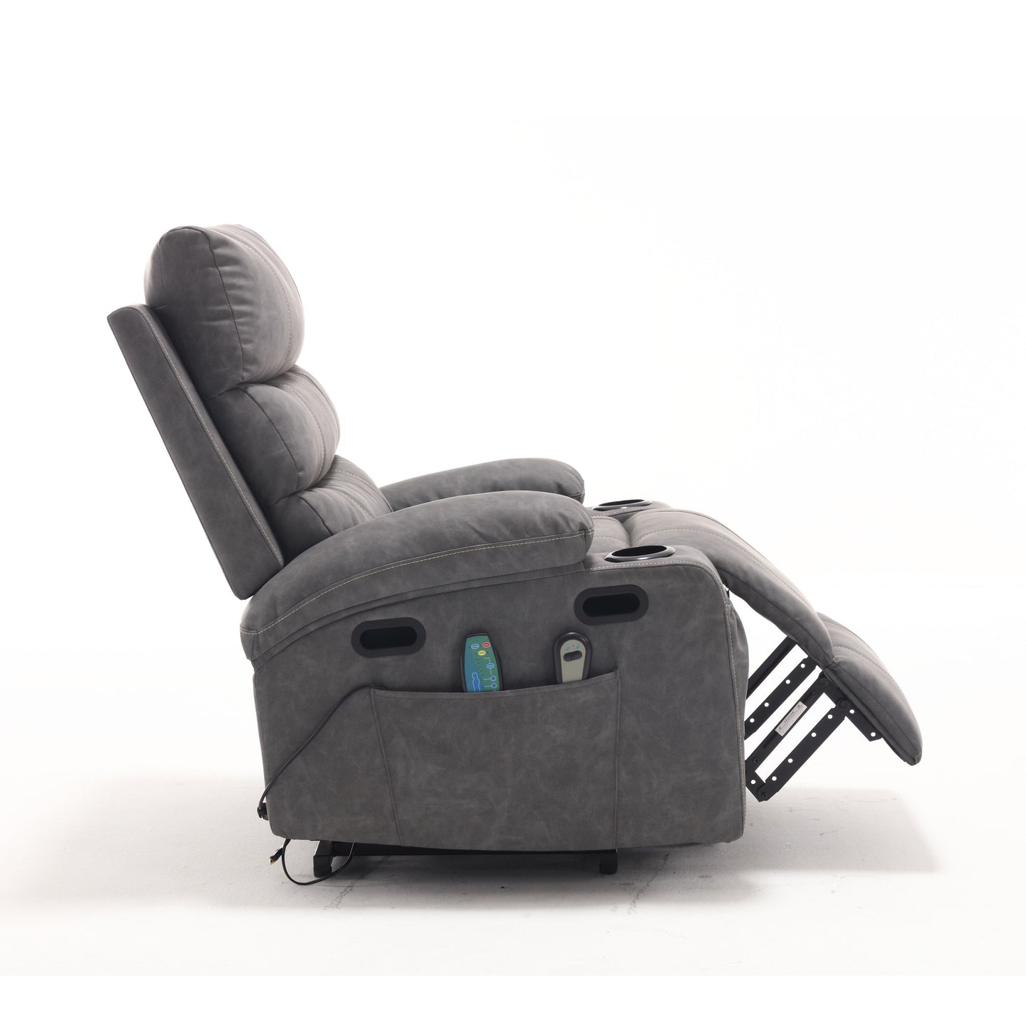 PU Leather Power Lift Recliner with Massage, Heating & Cup Holders