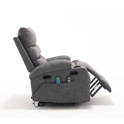 PU Leather Power Lift Recliner with Massage, Heating & Cup Holders