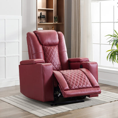 PU Leather Power Recliner Home Theater Recliner with Cup Holder, USB Port