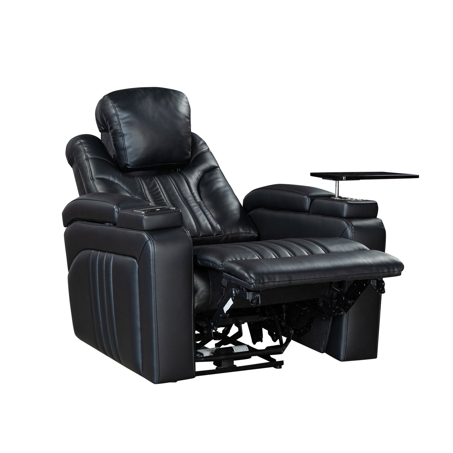 PU Leather Power Recliner Home Theater Recliner with Power Adjustable Headrest, Wireless Charging Device, USB Port, Storage Arms