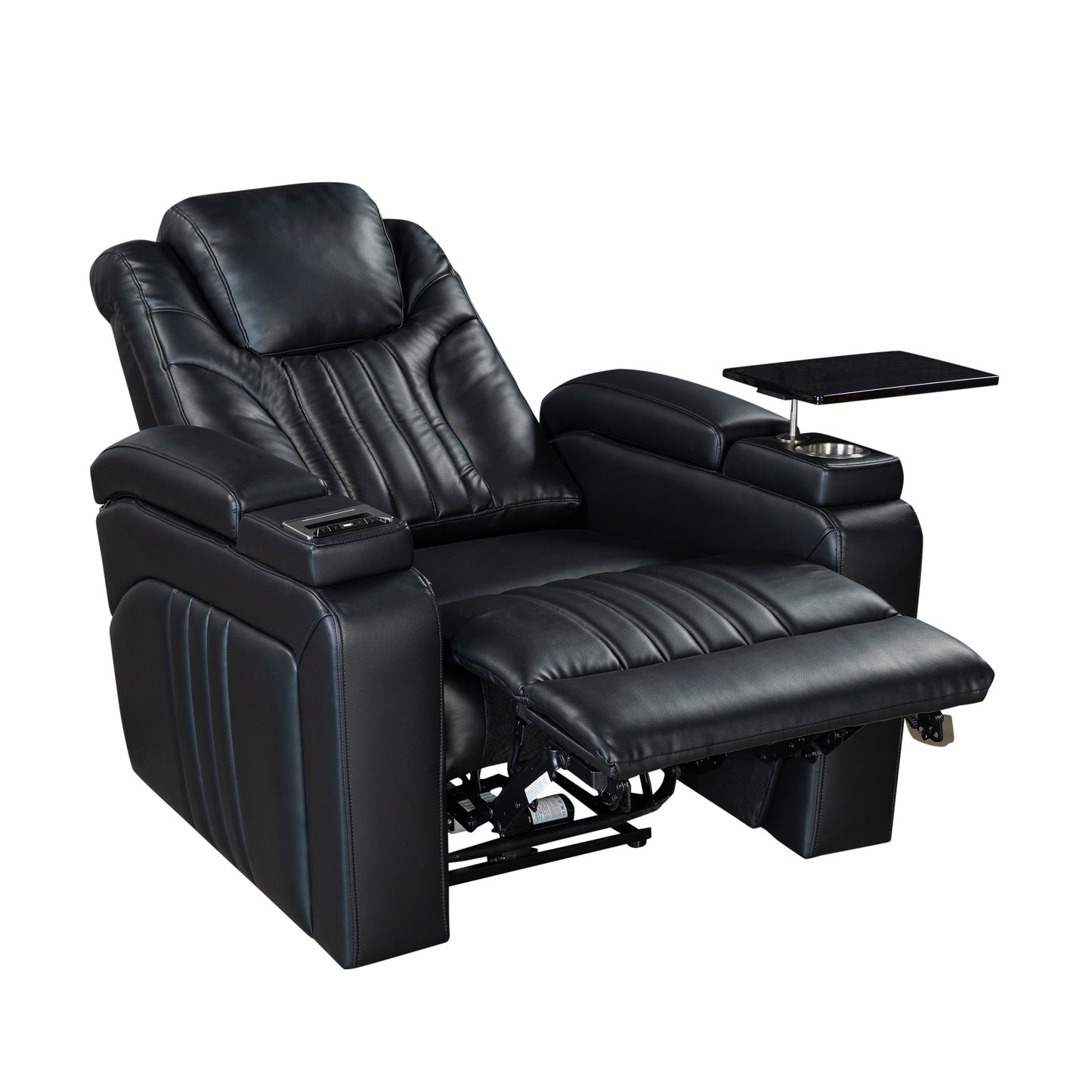 PU Leather Power Recliner Home Theater Recliner with Power Adjustable Headrest, Wireless Charging Device, USB Port, Storage Arms