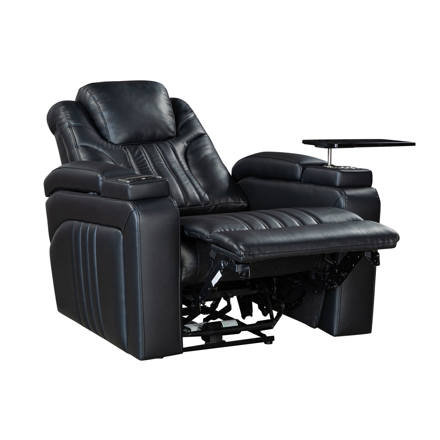PU Leather Power Recliner Home Theater Recliner with Power Adjustable Headrest, Wireless Charging Device, USB Port, Storage Arms
