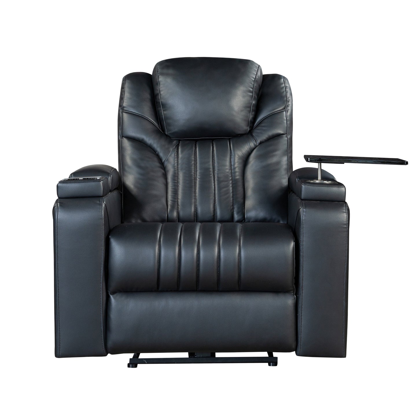 PU Leather Power Recliner Home Theater Recliner with Power Adjustable Headrest, Wireless Charging Device, USB Port, Storage Arms