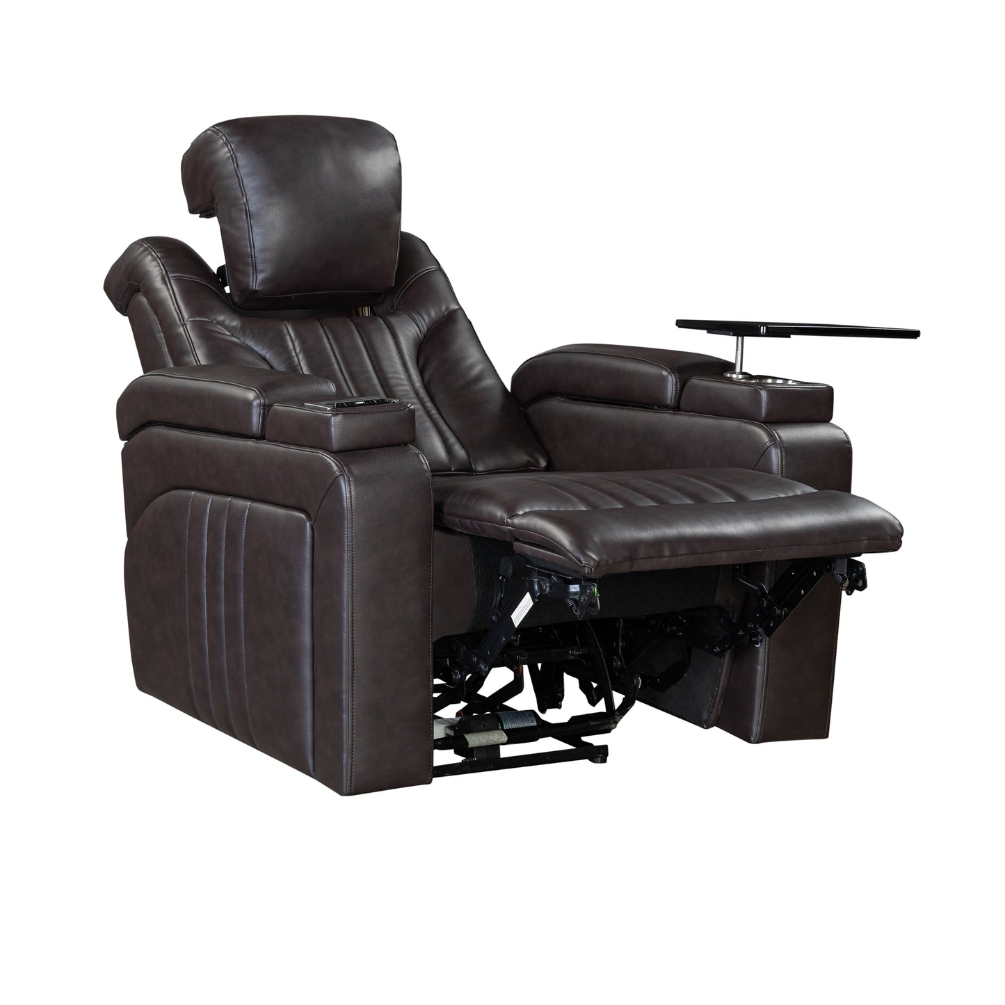 PU Leather Power Recliner Home Theater Recliner with Power Adjustable Headrest, Wireless Charging Device, USB Port, Storage Arms