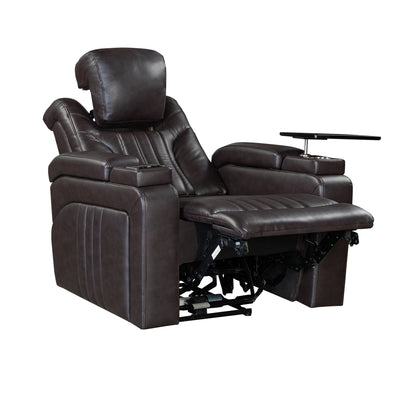 PU Leather Power Recliner Home Theater Recliner with Power Adjustable Headrest, Wireless Charging Device, USB Port, Storage Arms