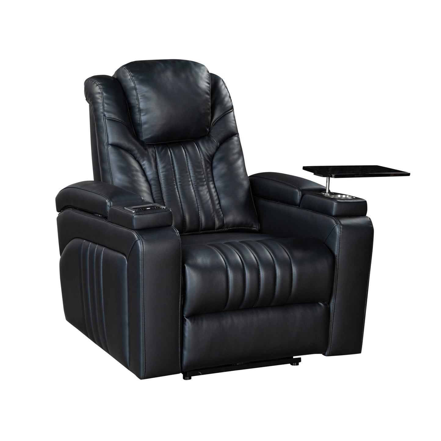 PU Leather Power Recliner Home Theater Recliner with Power Adjustable Headrest, Wireless Charging Device, USB Port, Storage Arms