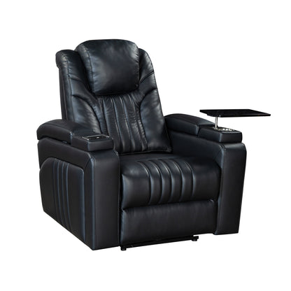 PU Leather Power Recliner Home Theater Recliner with Power Adjustable Headrest, Wireless Charging Device, USB Port, Storage Arms
