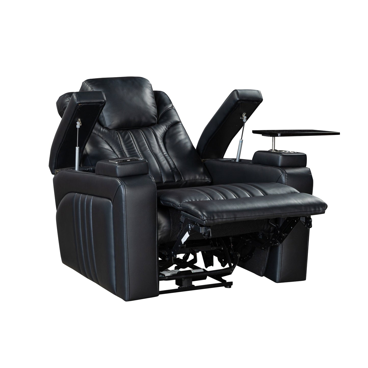 PU Leather Power Recliner Home Theater Recliner with Power Adjustable Headrest, Wireless Charging Device, USB Port, Storage Arms