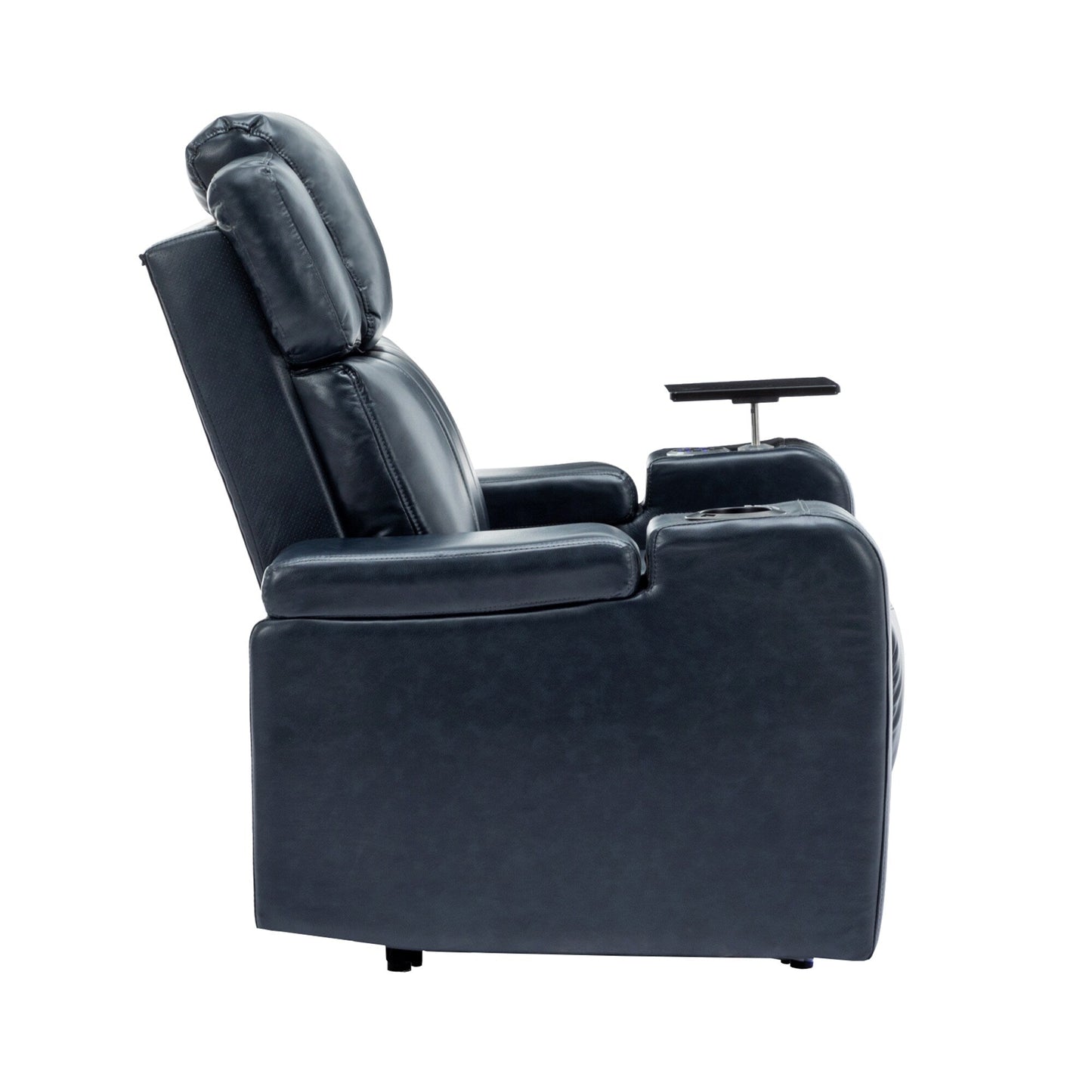 PU Leather Power Recliner Individual Seat Home Theater Recliner with Cooling Cup Holder, Bluetooth Speaker, LED Lights,USB Ports