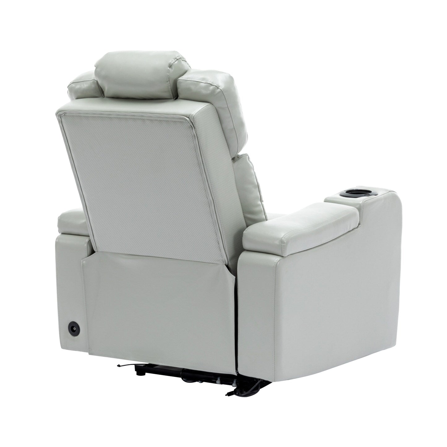 PU Leather Power Recliner Individual Seat Home Theater Recliner with Cooling Cup Holder, Bluetooth Speaker, LED Lights,USB Ports