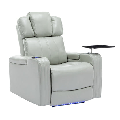 PU Leather Power Recliner Individual Seat Home Theater Recliner with Cooling Cup Holder, Bluetooth Speaker, LED Lights,USB Ports