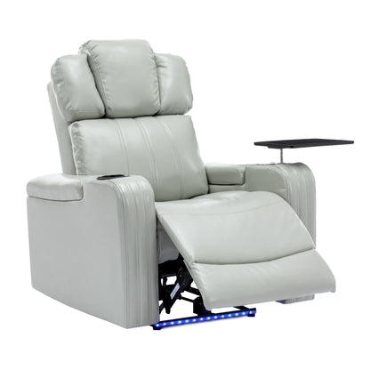PU Leather Power Recliner Individual Seat Home Theater Recliner with Cooling Cup Holder, Bluetooth Speaker, LED Lights,USB Ports