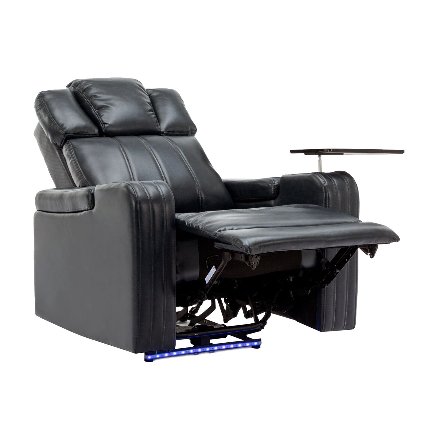 PU Leather Power Recliner Individual Seat Home Theater Recliner with Cooling Cup Holder, Bluetooth Speaker, LED Lights
