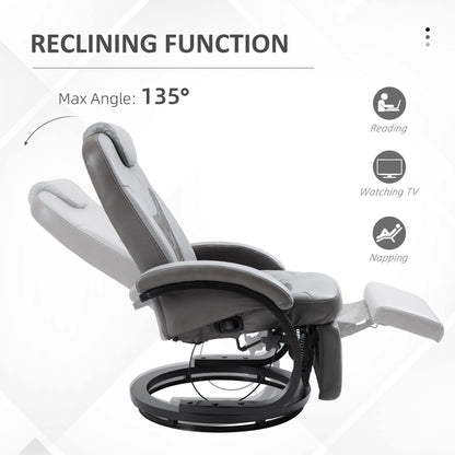 PU Leather Recliner 360Â° Swivel Armchair Upholstered Lounge Chair with Footrest and Wood Base for Living Room or RV