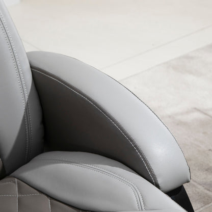 PU Leather Recliner Chair with Diamond Stitch, 135° Tilt, 360° Swivel, and Sturdy Steel-Wood Base